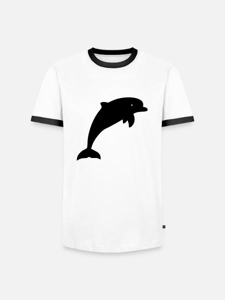 Dolphin Illustration - Männer Kontrast-T-Shirt - Weiß/Schwarz