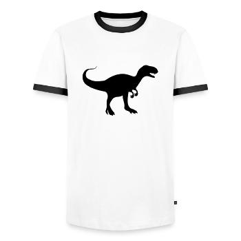 dinosaurier_rex_f1 - T-shirt contrasté Homme - blanc/noir - Devant - AI Model Female 172 light (172cm) & AI Model Male 178 dark (178cm)