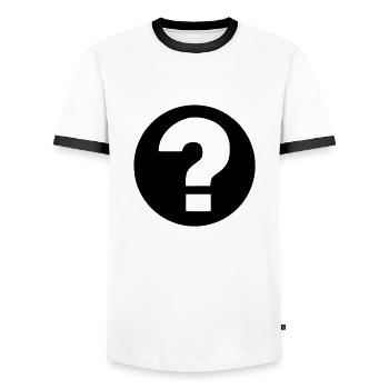 question mark - Men's Ringer Shirt - white/black - Front - AI Model Female 172 light (172cm) & AI Model Male 178 dark (178cm)