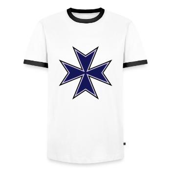 Maltese Cross__V003 - T-shirt contrasté Homme - blanc/noir - Devant - AI Model Female 172 light (172cm) & AI Model Male 178 dark (178cm)