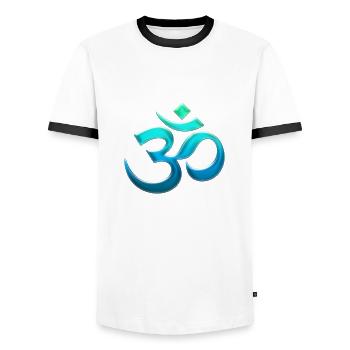 aum_om_atlantis_lagoon - Männer Kontrast-T-Shirt - Weiß/Schwarz - Vorne - AI Model Female 172 light (172cm) & AI Model Male 178 dark (178cm)