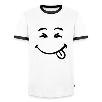 smiley face laughing - Männer Kontrast-T-Shirt - Weiß/Schwarz - Vorne - AI Model Female 172 light (172cm) & AI Model Male 178 dark (178cm)