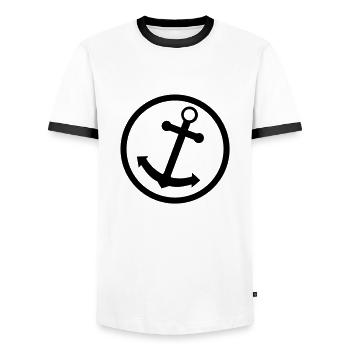 anker_symbol__f1 - T-shirt contrasté Homme - blanc/noir - Devant - AI Model Female 172 light (172cm) & AI Model Male 178 dark (178cm)