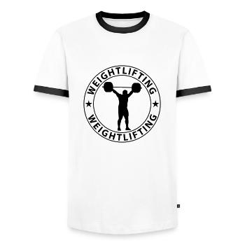 Weightlifting - T-shirt contrasté Homme - blanc/noir - Devant - AI Model Female 172 light (172cm) & AI Model Male 178 dark (178cm)