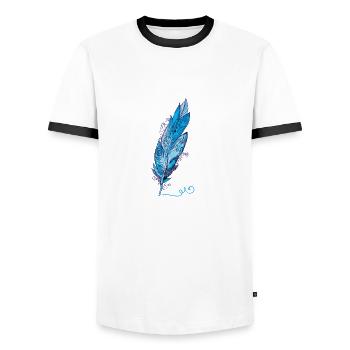 Feder - Männer Kontrast-T-Shirt - Weiß/Schwarz - Vorne - AI Model Female 172 light (172cm) & AI Model Male 178 dark (178cm)