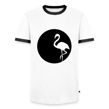 Flamingo Silhouette Moon - Männer Kontrast-T-Shirt - Weiß/Schwarz - Vorne - AI Model Female 172 light (172cm) & AI Model Male 178 dark (178cm)