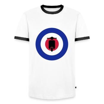 mods target - T-shirt contrasté Homme - blanc/noir - Devant - AI Model Female 172 light (172cm) & AI Model Male 178 dark (178cm)