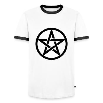 Pentacle - symbole du diable - diablo (P1) - T-shirt contrasté Homme - blanc/noir - Devant - AI Model Female 172 light (172cm) & AI Model Male 178 dark (178cm)