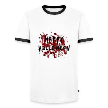 Happy Bloody Halloween - Männer Kontrast-T-Shirt - Weiß/Schwarz - Vorne - AI Model Female 172 light (172cm) & AI Model Male 178 dark (178cm)
