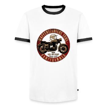 AWO 425 Sport - Männer Kontrast-T-Shirt - Weiß/Schwarz - Vorne - AI Model Female 172 light (172cm) & AI Model Male 178 dark (178cm)