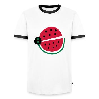 pastèque coccinelle - T-shirt contrasté Homme - blanc/noir - Devant - AI Model Female 172 light (172cm) & AI Model Male 178 dark (178cm)