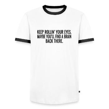 Sarcasm sayings - Men's Ringer Shirt - white/black - Front - AI Model Female 172 light (172cm) & AI Model Male 178 dark (178cm)