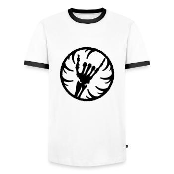 hang_l_new_vec_1fr - T-shirt contrasté Homme - blanc/noir - Devant - AI Model Female 172 light (172cm) & AI Model Male 178 dark (178cm)