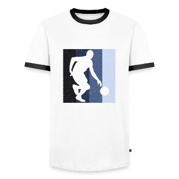 Basket-ball basket-ball équipe de basket - T-shirt contrasté Homme - blanc/noir - Devant - AI Model Female 172 light (172cm) & AI Model Male 178 dark (178cm)