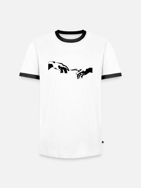 hand - Men's Ringer Shirt - white/black