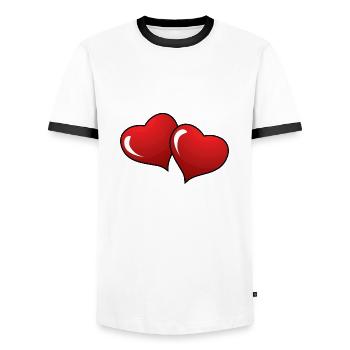 Hearts eu - Men's Ringer Shirt - white/black - Front - AI Model Female 172 light (172cm) & AI Model Male 178 dark (178cm)