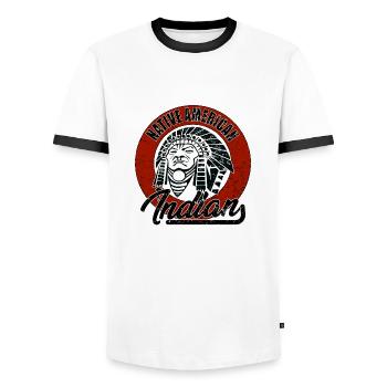 Indianer - Männer Kontrast-T-Shirt - Weiß/Schwarz - Vorne - AI Model Female 172 light (172cm) & AI Model Male 178 dark (178cm)