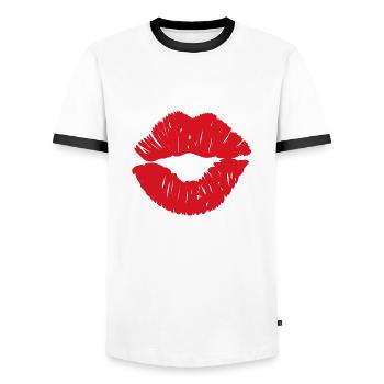 Baisers De - T-shirt contrasté Homme - blanc/noir - Devant - AI Model Female 172 light (172cm) & AI Model Male 178 dark (178cm)