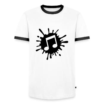 music_splash__f1 - Men's Ringer Shirt - white/black - Front - AI Model Female 172 light (172cm) & AI Model Male 178 dark (178cm)