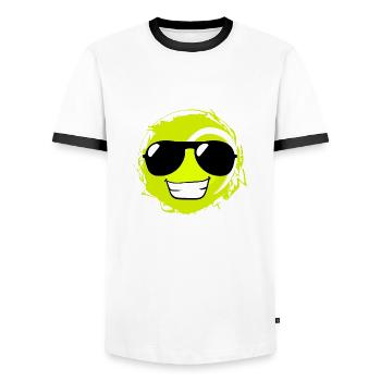 Tennis Ball Cool Lustig - Männer Kontrast-T-Shirt - Weiß/Schwarz - Vorne - AI Model Female 172 light (172cm) & AI Model Male 178 dark (178cm)