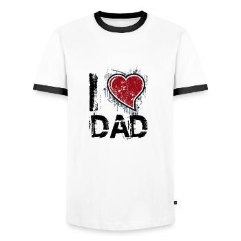 I love dad uk - Men's Ringer Shirt - white/black - Front - AI Model Female 172 light (172cm) & AI Model Male 178 dark (178cm)