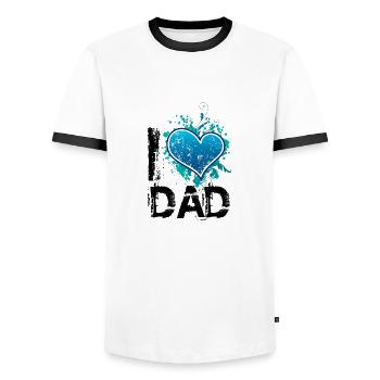 I love dad uk - Men's Ringer Shirt - white/black - Front - AI Model Female 172 light (172cm) & AI Model Male 178 dark (178cm)