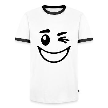 casual_smiley_1__f1 - T-shirt contrasté Homme - blanc/noir - Devant - AI Model Female 172 light (172cm) & AI Model Male 178 dark (178cm)