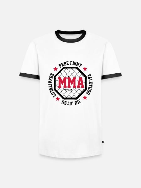 MMA - Männer Kontrast-T-Shirt - Weiß/Schwarz