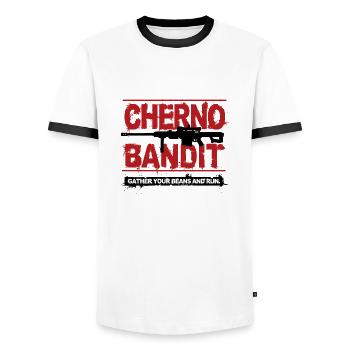 Cherno Bandit - Men's Ringer Shirt - white/black - Front - AI Model Female 172 light (172cm) & AI Model Male 178 dark (178cm)