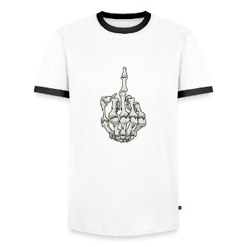Skeleton middle finger bones - Men's Ringer Shirt - white/black - Front - AI Model Female 172 light (172cm) & AI Model Male 178 dark (178cm)