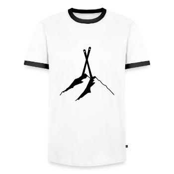 SKI,APRES SKI,SNOW,MOUNTAINS,FREESKI,TELEMARK,snow - Men's Ringer Shirt - white/black - Front - AI Model Female 172 light (172cm) & AI Model Male 178 dark (178cm)