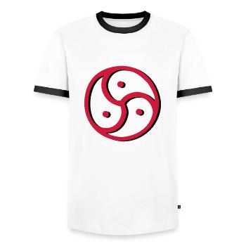 Triskelion - Triskele dual-color - Männer Kontrast-T-Shirt - Weiß/Schwarz - Vorne - AI Model Female 172 light (172cm) & AI Model Male 178 dark (178cm)