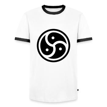 Sex__V018 - Männer Kontrast-T-Shirt - Weiß/Schwarz - Vorne - AI Model Female 172 light (172cm) & AI Model Male 178 dark (178cm)