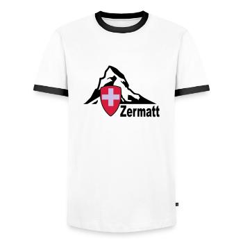 zermatt - Men's Ringer Shirt - white/black - Front - AI Model Female 172 light (172cm) & AI Model Male 178 dark (178cm)