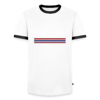 Thailand stripe color - Men's Ringer Shirt - white/black - Front - AI Model Female 172 light (172cm) & AI Model Male 178 dark (178cm)