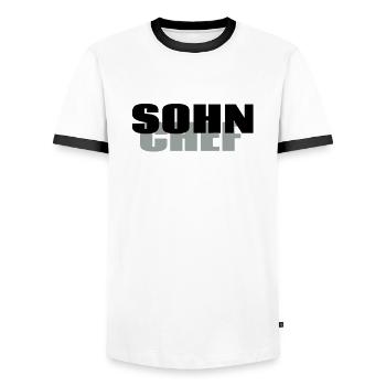 Sohn Chef - Männer Kontrast-T-Shirt - Weiß/Schwarz - Vorne - AI Model Female 172 light (172cm) & AI Model Male 178 dark (178cm)