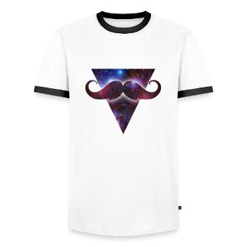 mustache universe - Men's Ringer Shirt - white/black - Front - AI Model Female 172 light (172cm) & AI Model Male 178 dark (178cm)