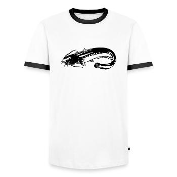 as35_wels_s - T-shirt contrasté Homme - blanc/noir - Devant - AI Model Female 172 light (172cm) & AI Model Male 178 dark (178cm)