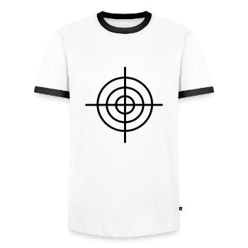 cible - T-shirt contrasté Homme - blanc/noir - Devant - AI Model Female 172 light (172cm) & AI Model Male 178 dark (178cm)