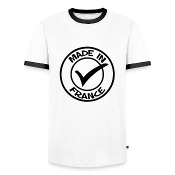 Made in FRANCE - Men's Ringer Shirt - white/black - Front - AI Model Female 172 light (172cm) & AI Model Male 178 dark (178cm)