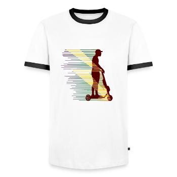 Electricscooter E-Roller Cityroller Geschenkidee b - Männer Kontrast-T-Shirt - Weiß/Schwarz - Vorne - AI Model Female 172 light (172cm) & AI Model Male 178 dark (178cm)