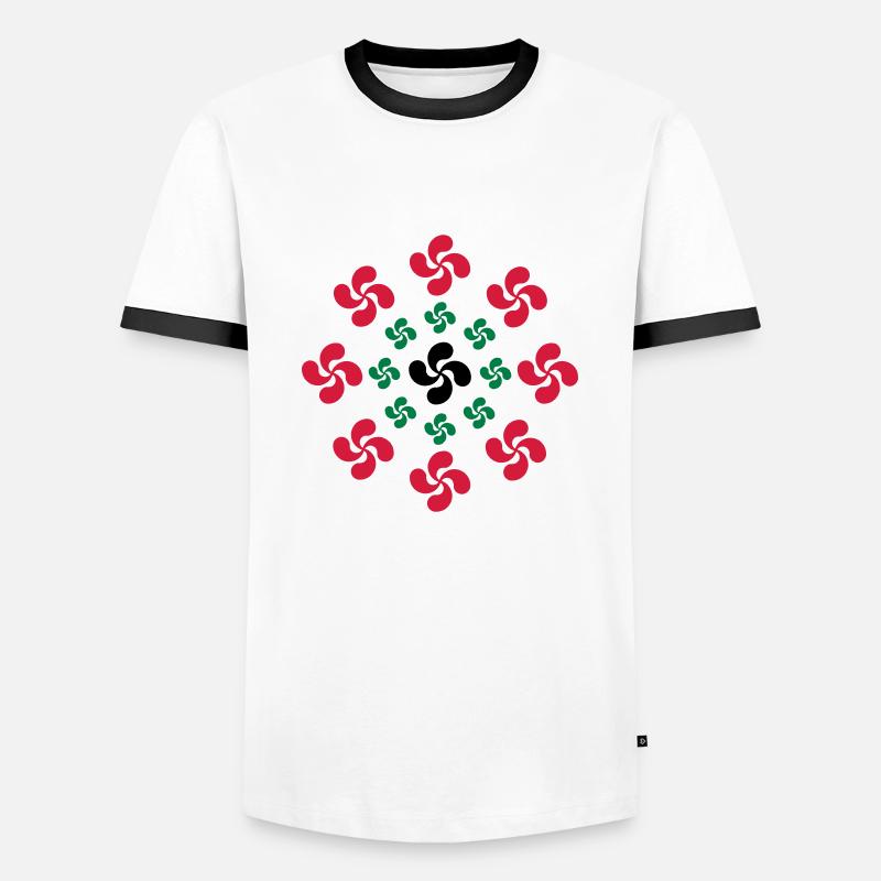 lauburu Baskenquer - Männer Kontrast-T-Shirt - Weiß/Schwarz