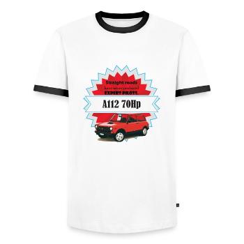 A112 - gerade Straßen - Männer Kontrast-T-Shirt - Weiß/Schwarz - Vorne - AI Model Female 172 light (172cm) & AI Model Male 178 dark (178cm)