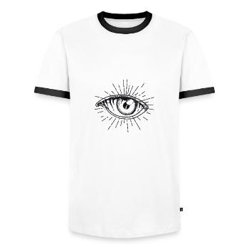 Eye - Men's Ringer Shirt - white/black - Front - AI Model Female 172 light (172cm) & AI Model Male 178 dark (178cm)