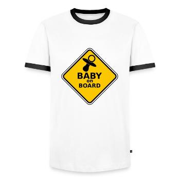 Baby an Bord - Männer Kontrast-T-Shirt - Weiß/Schwarz - Vorne - AI Model Female 172 light (172cm) & AI Model Male 178 dark (178cm)