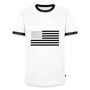 USA America flag United States America - Men's Ringer Shirt - white/black - Front - AI Model Female 172 light (172cm) & AI Model Male 178 dark (178cm)