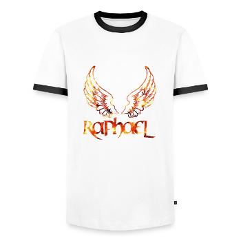 archangel raphael fire - Men's Ringer Shirt - white/black - Front - AI Model Female 172 light (172cm) & AI Model Male 178 dark (178cm)