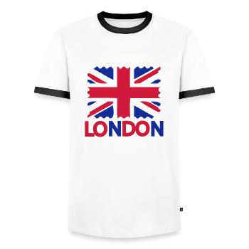 Texte LONDRES Royaume-Uni Drapeau - T-shirt contrasté Homme - blanc/noir - Devant - AI Model Female 172 light (172cm) & AI Model Male 178 dark (178cm)