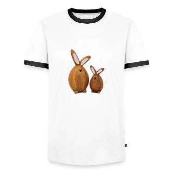 Deux petits lapins de Pâques - T-shirt contrasté Homme - blanc/noir - Devant - AI Model Female 172 light (172cm) & AI Model Male 178 dark (178cm)