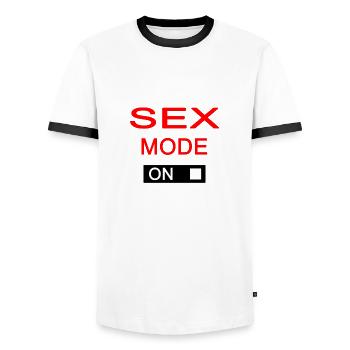 Sex Mode Pervers Sexuell Geilheit Geschenk Lustig - Männer Kontrast-T-Shirt - Weiß/Schwarz - Vorne - AI Model Female 172 light (172cm) & AI Model Male 178 dark (178cm)